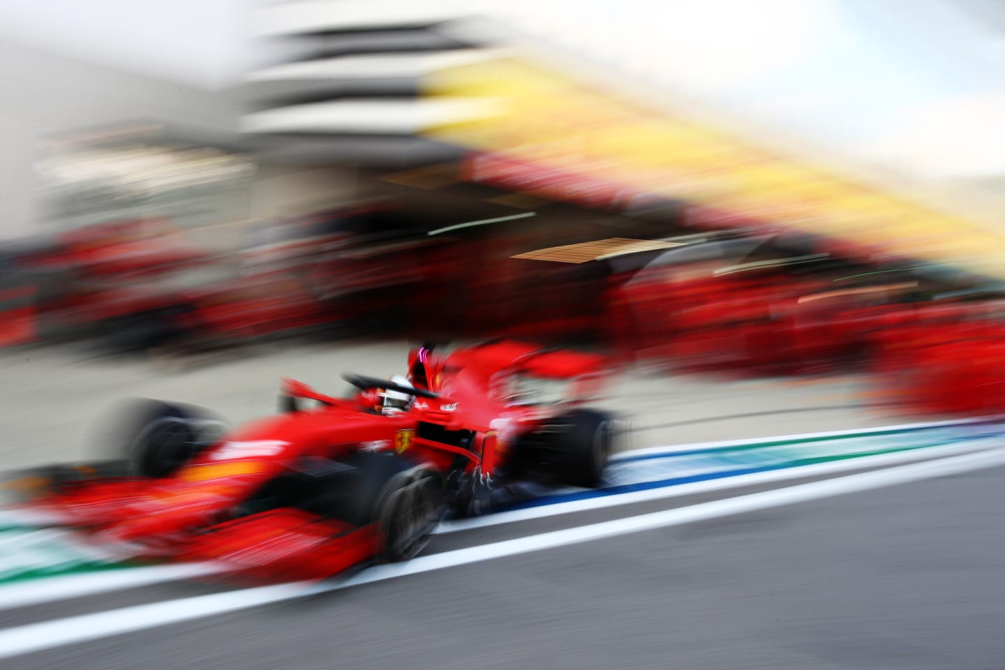 SOCHI, RUSSIA - SEPTEMBER 25: Sebastian Vettel of Germany driving the (5) Scuderia Ferrari SF1000 in the Pitlane during practice ahead of the F1 Grand Prix of Russia at Sochi Autodrom on September 25, 2020 in Sochi, Russia. (Photo by Mark Thompson/Getty Images)