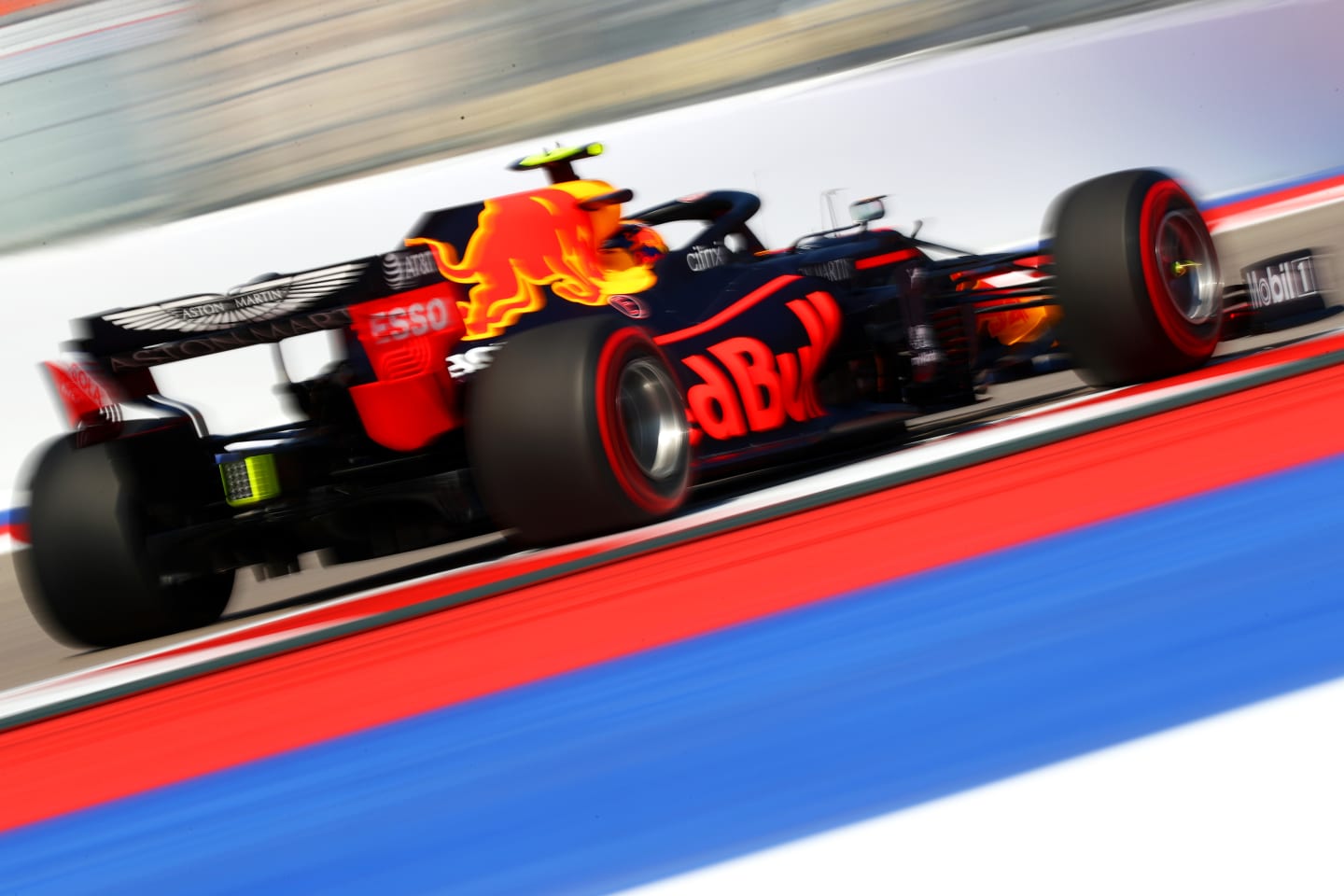 SOCHI, RUSSIA - SEPTEMBER 25: Alexander Albon of Thailand driving the (23) Aston Martin Red Bull