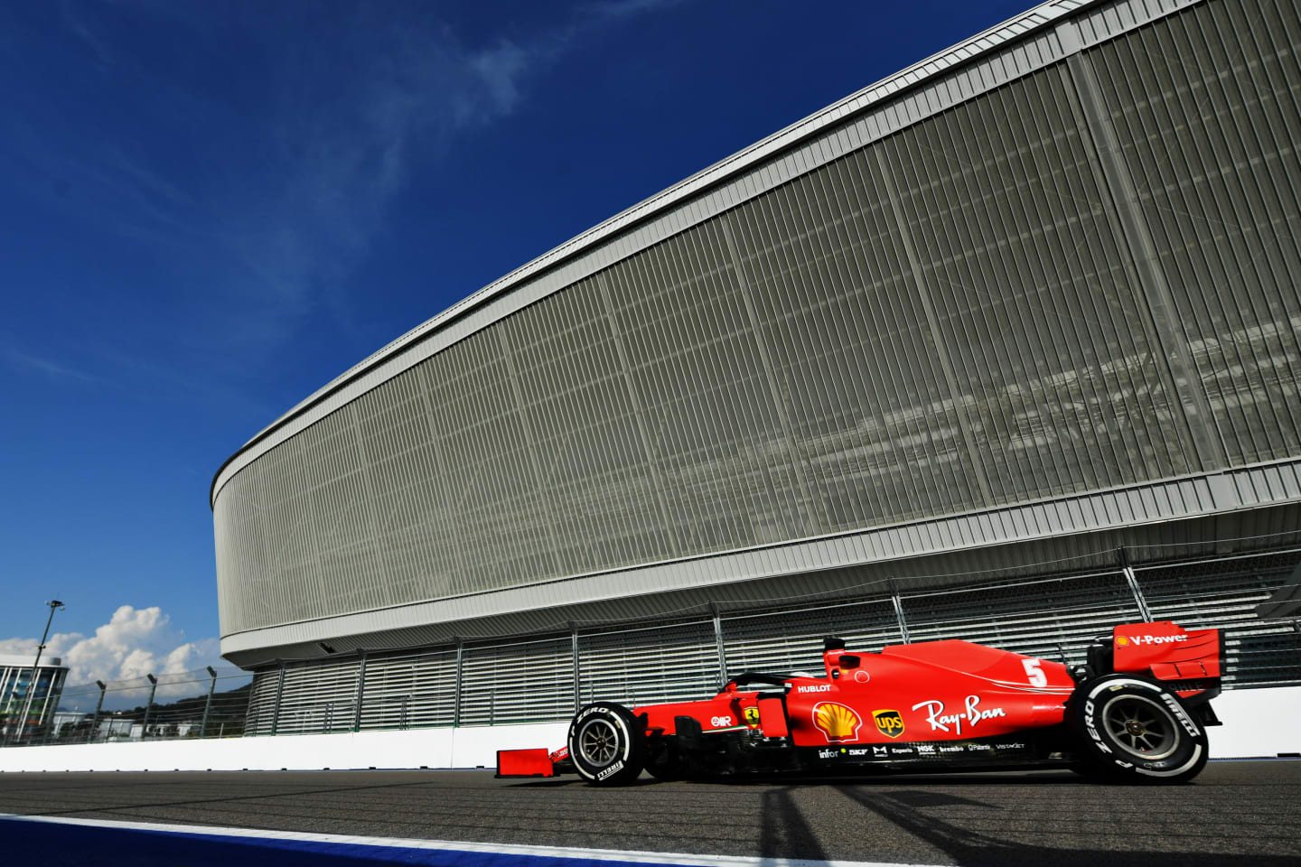 SOCHI, RUSSIA - SEPTEMBER 25: Sebastian Vettel of Germany driving the (5) Scuderia Ferrari SF1000