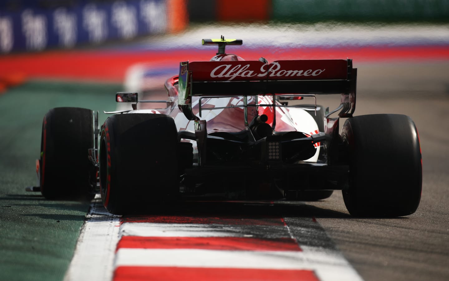 SOCHI, RUSSIA - SEPTEMBER 26: Antonio Giovinazzi of Italy driving the (99) Alfa Romeo Racing C39 Ferrari on track during final practice ahead of the F1 Grand Prix of Russia at Sochi Autodrom on September 26, 2020 in Sochi, Russia. (Photo by Bryn Lennon/Getty Images)