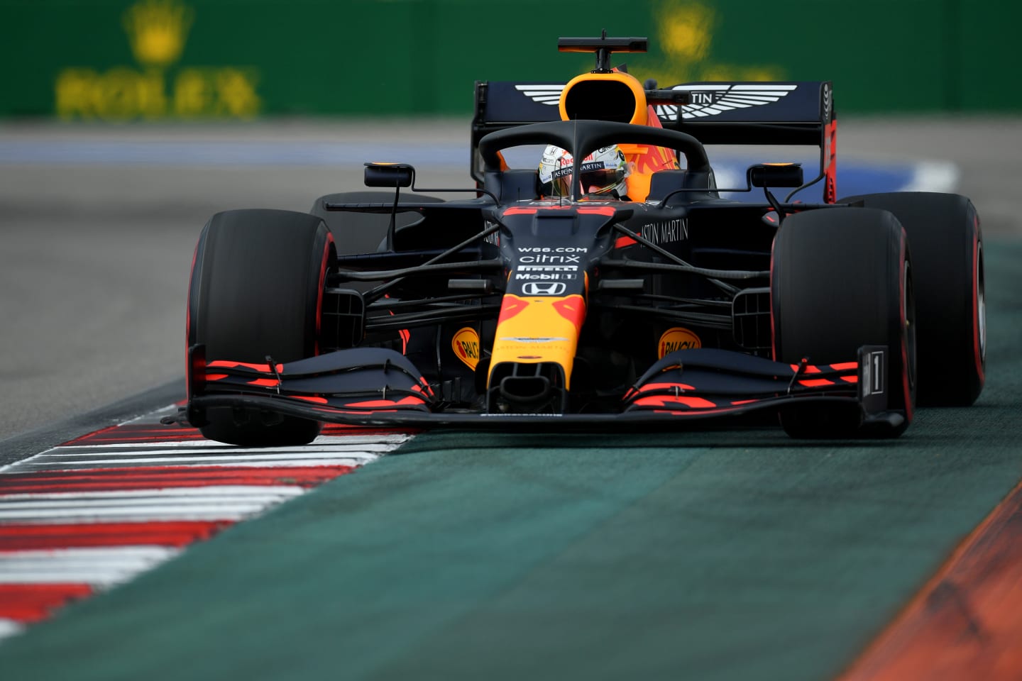 SOCHI, RUSSIA - SEPTEMBER 26: Max Verstappen of the Netherlands driving the (33) Aston Martin Red Bull Racing RB16 on track during qualifying ahead of the F1 Grand Prix of Russia at Sochi Autodrom on September 26, 2020 in Sochi, Russia. (Photo by Dan Mullan/Getty Images)
