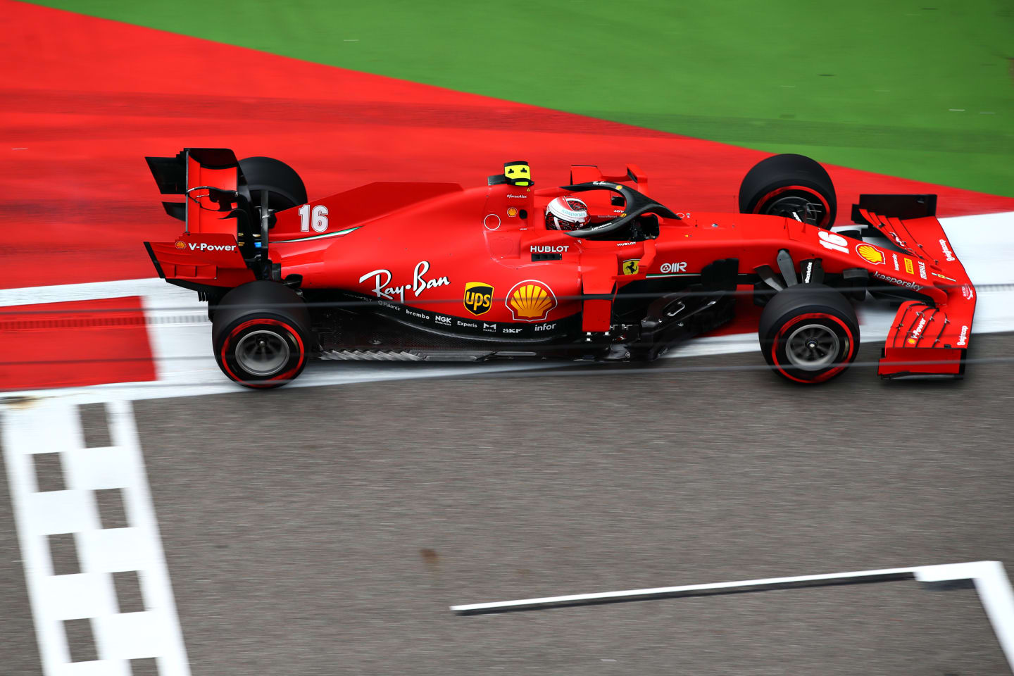SOCHI, RUSSIA - SEPTEMBER 26: Charles Leclerc of Monaco driving the (16) Scuderia Ferrari SF1000