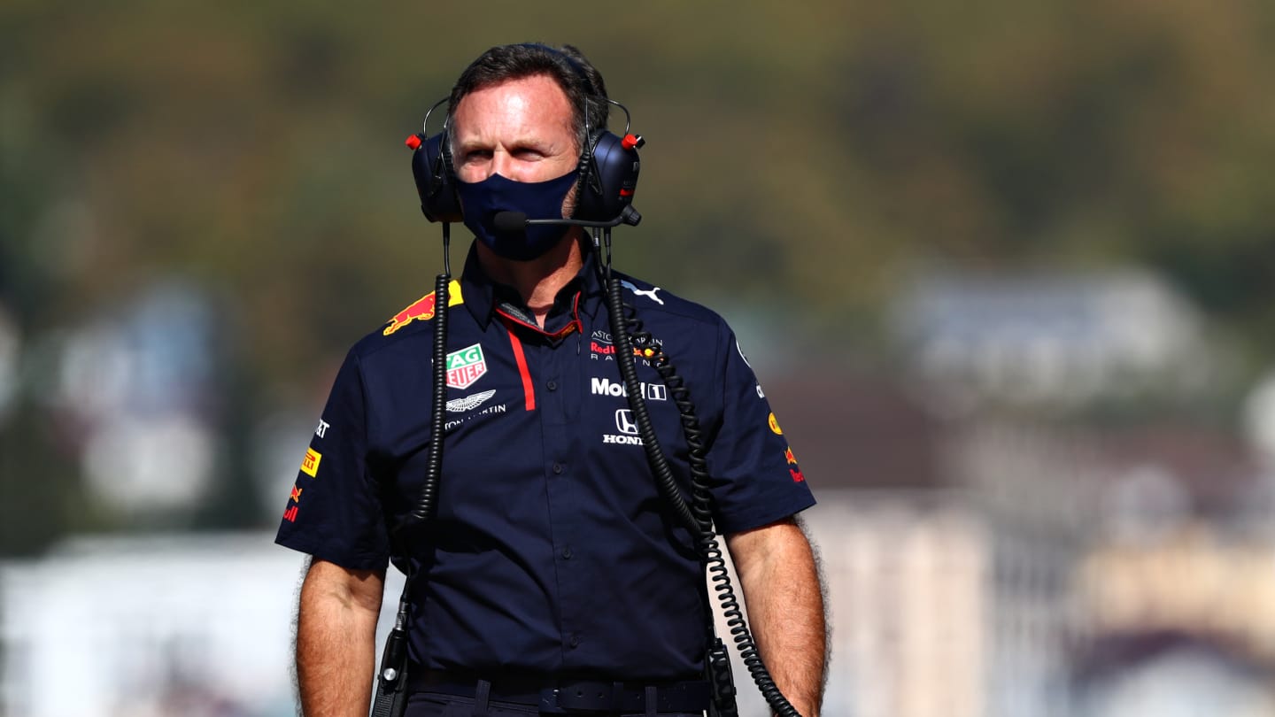 SOCHI, RUSSIA - SEPTEMBER 27: Red Bull Racing Team Principal Christian Horner walks on the grid