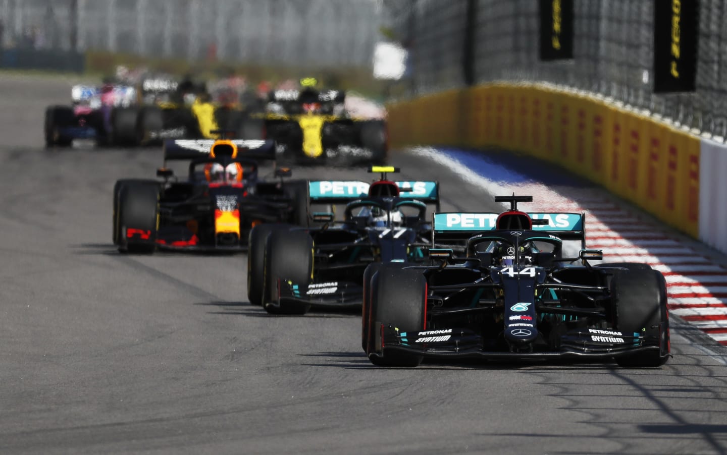 SOCHI, RUSSIA - SEPTEMBER 27: Lewis Hamilton of Great Britain driving the (44) Mercedes AMG