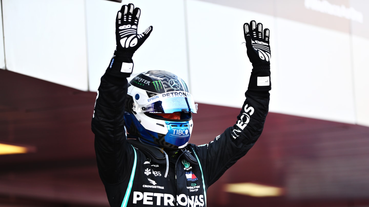 SOCHI, RUSSIA - SEPTEMBER 27: Race winner Valtteri Bottas of Finland and Mercedes GP celebrates in