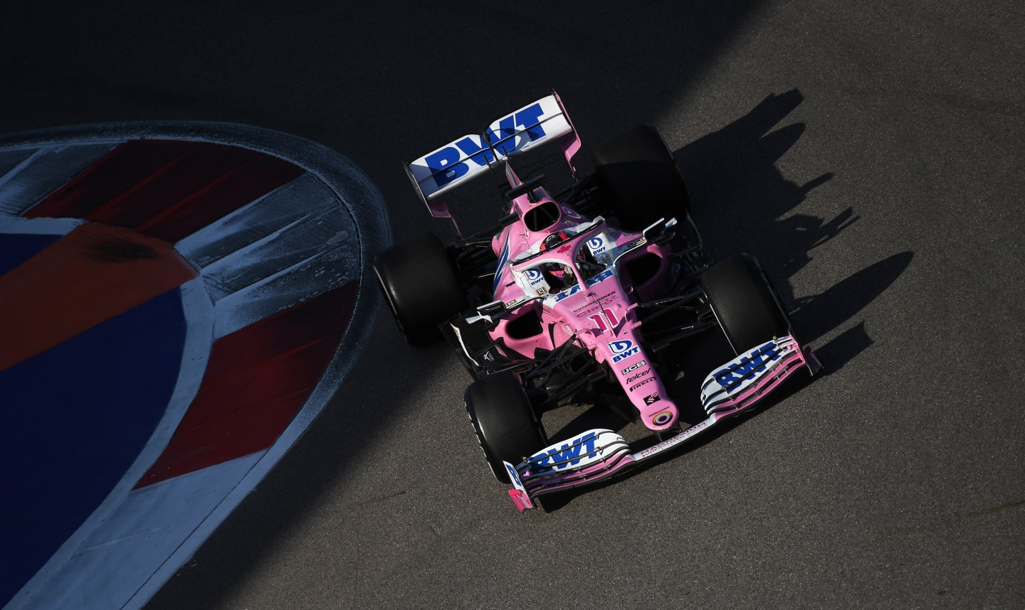 SOCHI, RUSSIA - SEPTEMBER 27: Sergio Perez of Mexico driving the (11) Racing Point RP20 Mercedes on