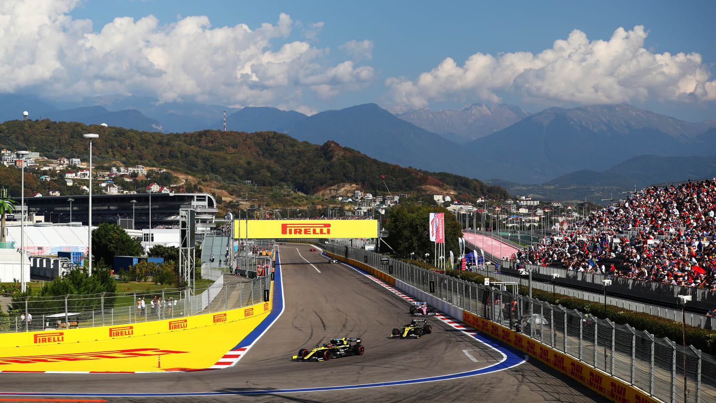 SOCHI, RUSSIA - SEPTEMBER 27: A general view on track as Esteban Ocon of France driving the (31)