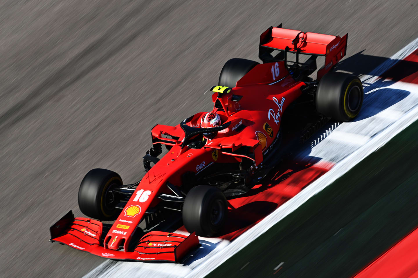 SOCHI, RUSSIA - SEPTEMBER 27: Charles Leclerc of Monaco driving the (16) Scuderia Ferrari SF1000