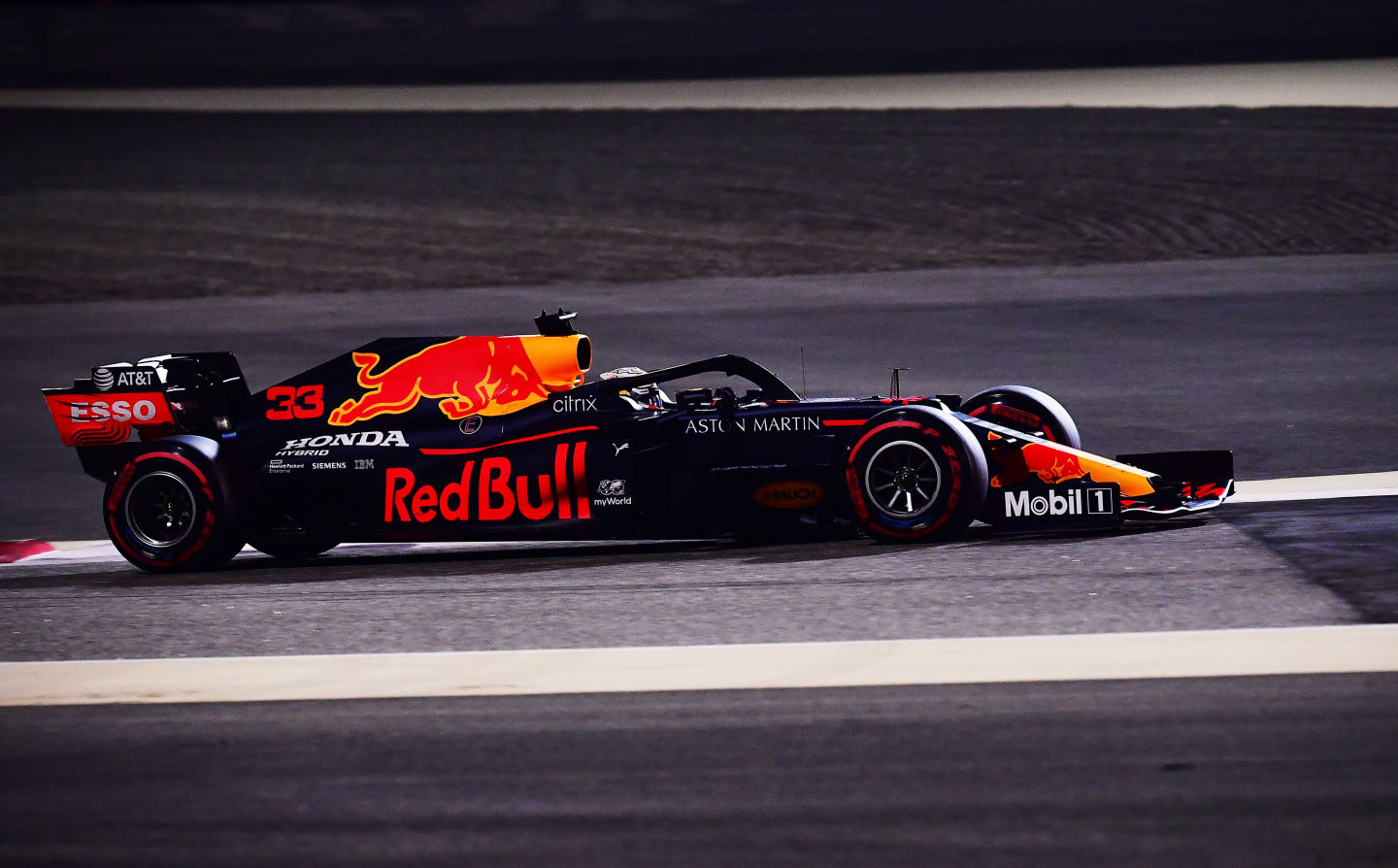 BAHRAIN, BAHRAIN - DECEMBER 05: Max Verstappen of the Netherlands driving the (33) Aston Martin Red Bull Racing RB16 on track during qualifying ahead of the F1 Grand Prix of Sakhir at Bahrain International Circuit on December 05, 2020 in Bahrain, Bahrain. (Photo by Giuseppe Cacace - Pool/Getty Images)