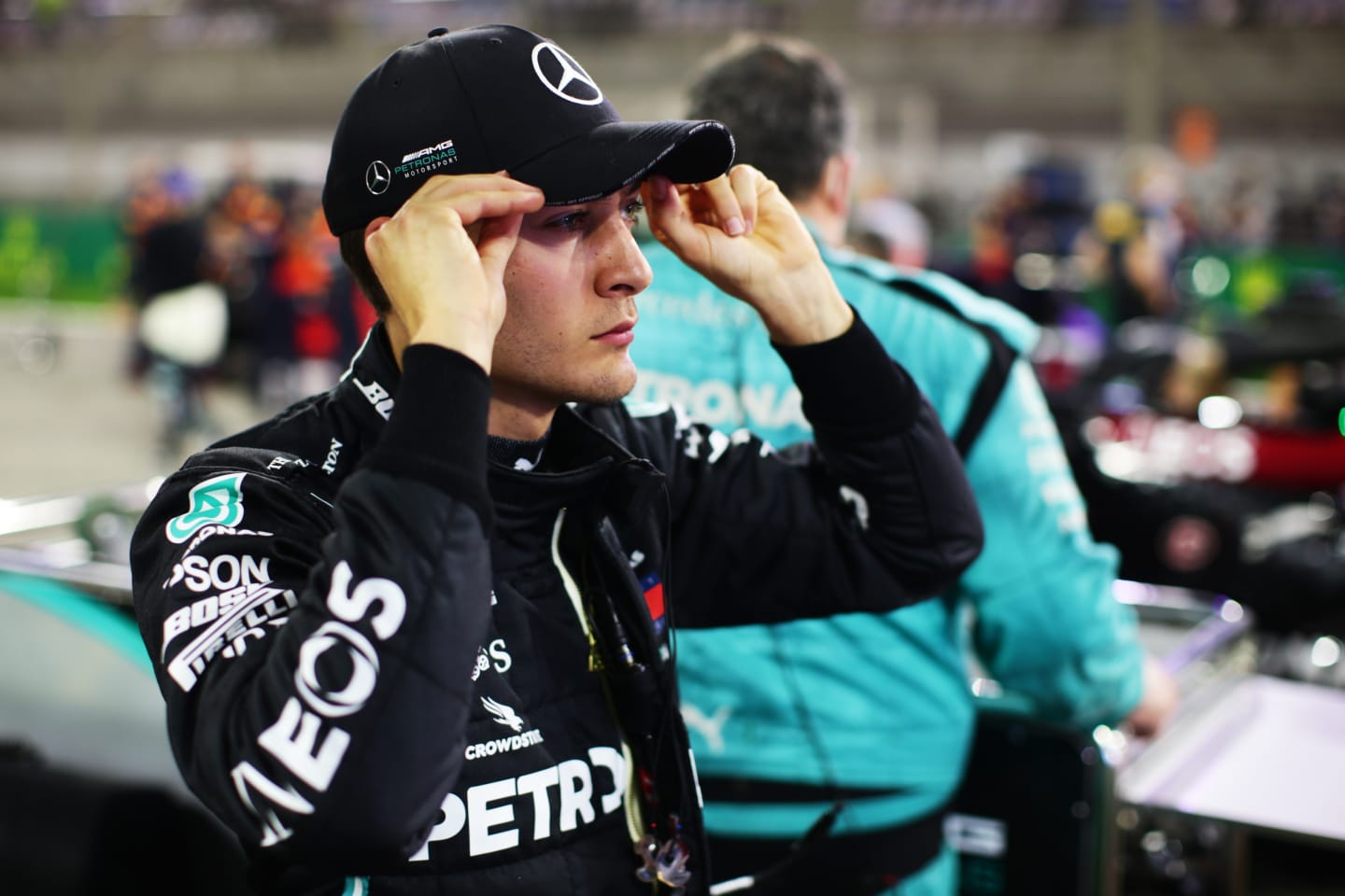 BAHRAIN, BAHRAIN - DECEMBER 06: George Russell of Great Britain and Mercedes GP prepares to drive