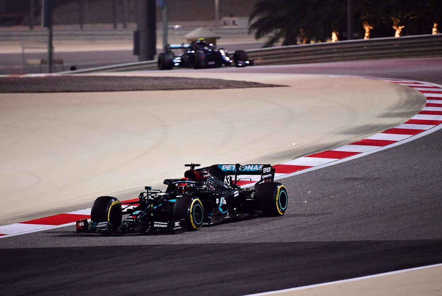 BAHRAIN, BAHRAIN - DECEMBER 06: George Russell of Great Britain driving the (63) Mercedes AMG