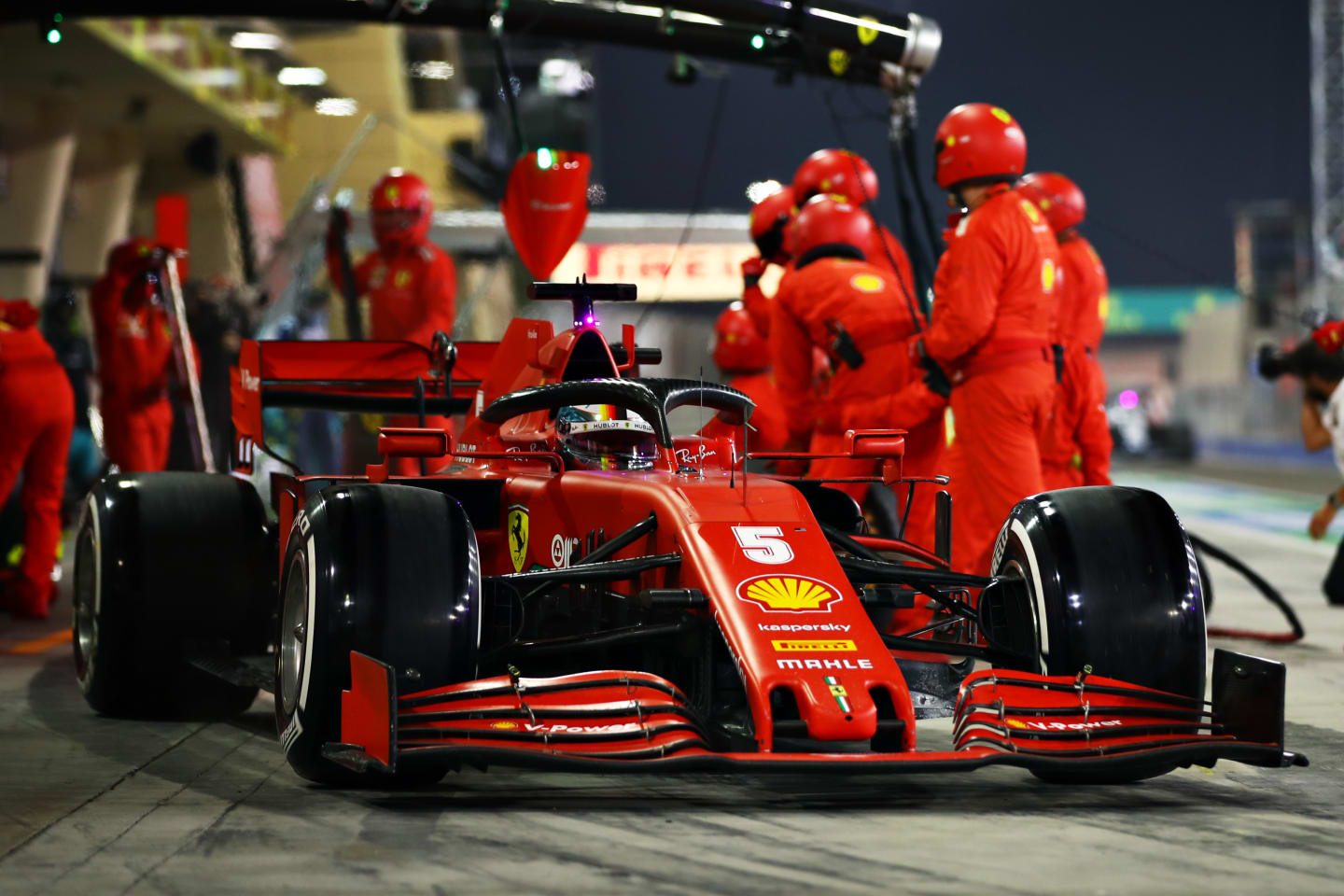 BAHRAIN, BAHRAIN - DECEMBER 06: Sebastian Vettel of Germany driving the (5) Scuderia Ferrari SF1000
