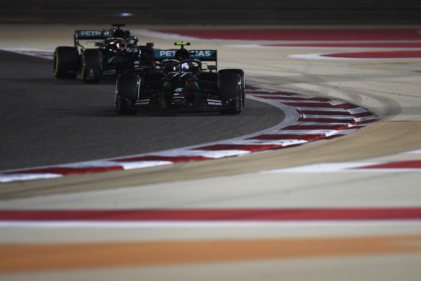 BAHRAIN, BAHRAIN - DECEMBER 06: Valtteri Bottas of Finland driving the (77) Mercedes AMG Petronas