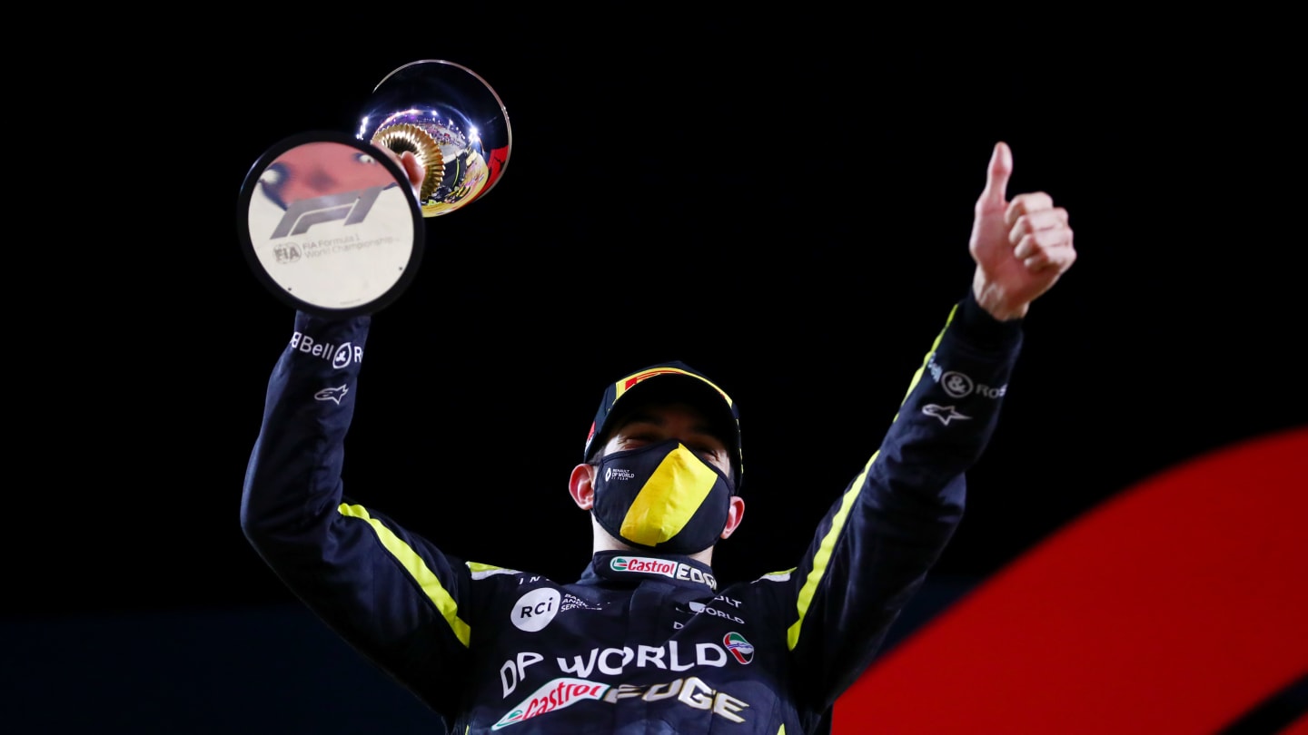 BAHRAIN, BAHRAIN - DECEMBER 06: Second placed Esteban Ocon of France and Renault Sport F1
