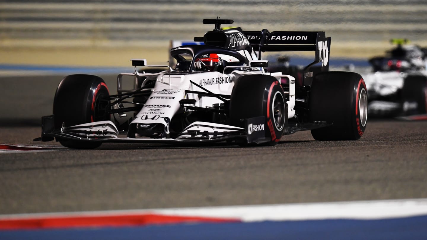 BAHRAIN, BAHRAIN - DECEMBER 06: Daniil Kvyat of Russia driving the (26) Scuderia AlphaTauri AT01 Honda on track during the F1 Grand Prix of Sakhir at Bahrain International Circuit on December 06, 2020 in Bahrain, Bahrain. (Photo by Clive Mason - Formula 1/Formula 1 via Getty Images)