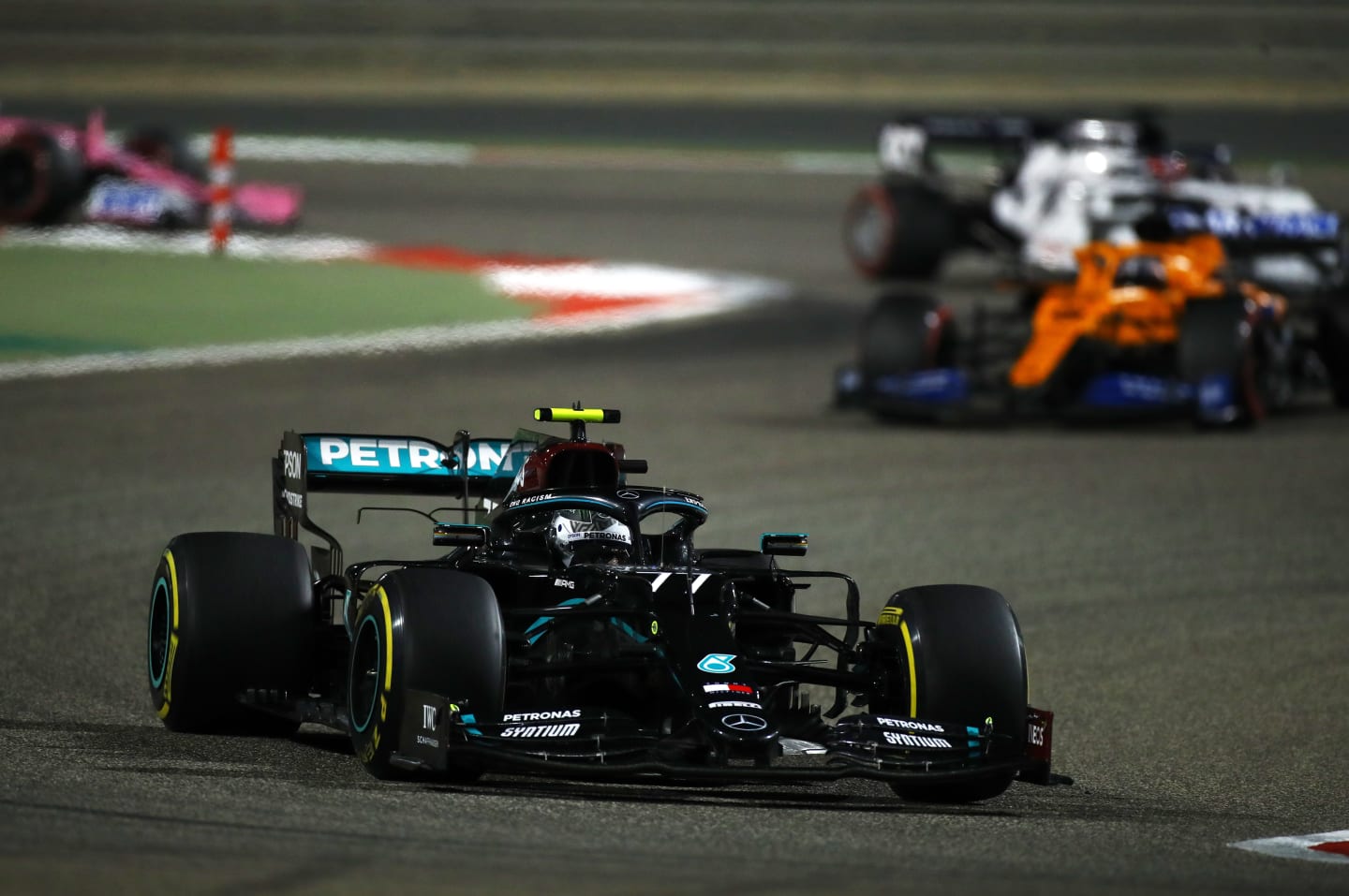 BAHRAIN, BAHRAIN - DECEMBER 06: Valtteri Bottas of Finland driving the (77) Mercedes AMG Petronas