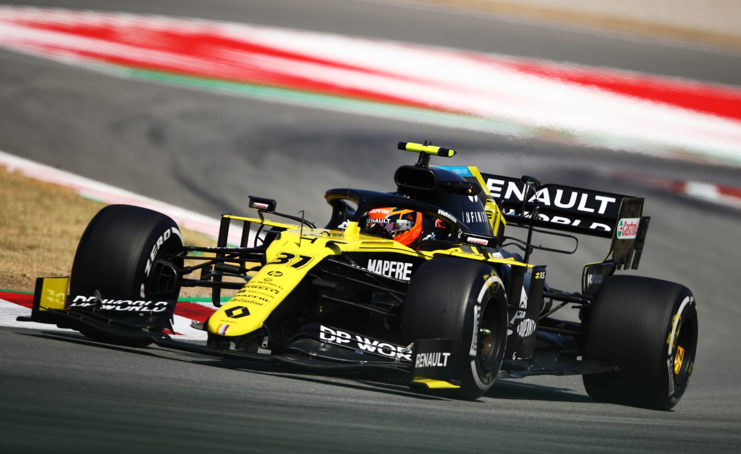 BARCELONA, SPAIN - AUGUST 14: Esteban Ocon of France driving the (31) Renault Sport Formula One Team RS20 on track during practice for the F1 Grand Prix of Spain at Circuit de Barcelona-Catalunya on August 14, 2020 in Barcelona, Spain. (Photo by Bryn Lennon/Getty Images)