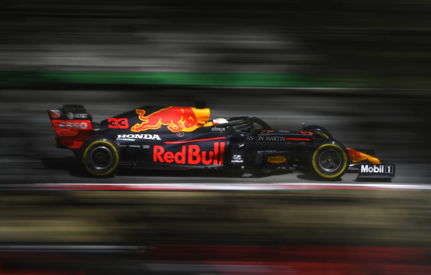 BARCELONA, SPAIN - AUGUST 14: Max Verstappen of the Netherlands driving the (33) Aston Martin Red
