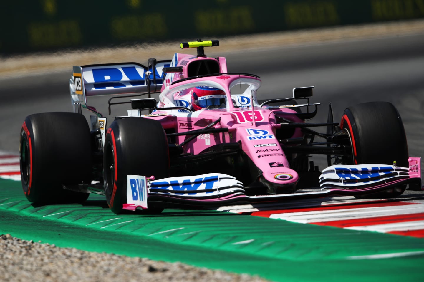 BARCELONA, SPAIN - AUGUST 15: Lance Stroll of Canada driving the (18) Racing Point RP20 Mercedes on