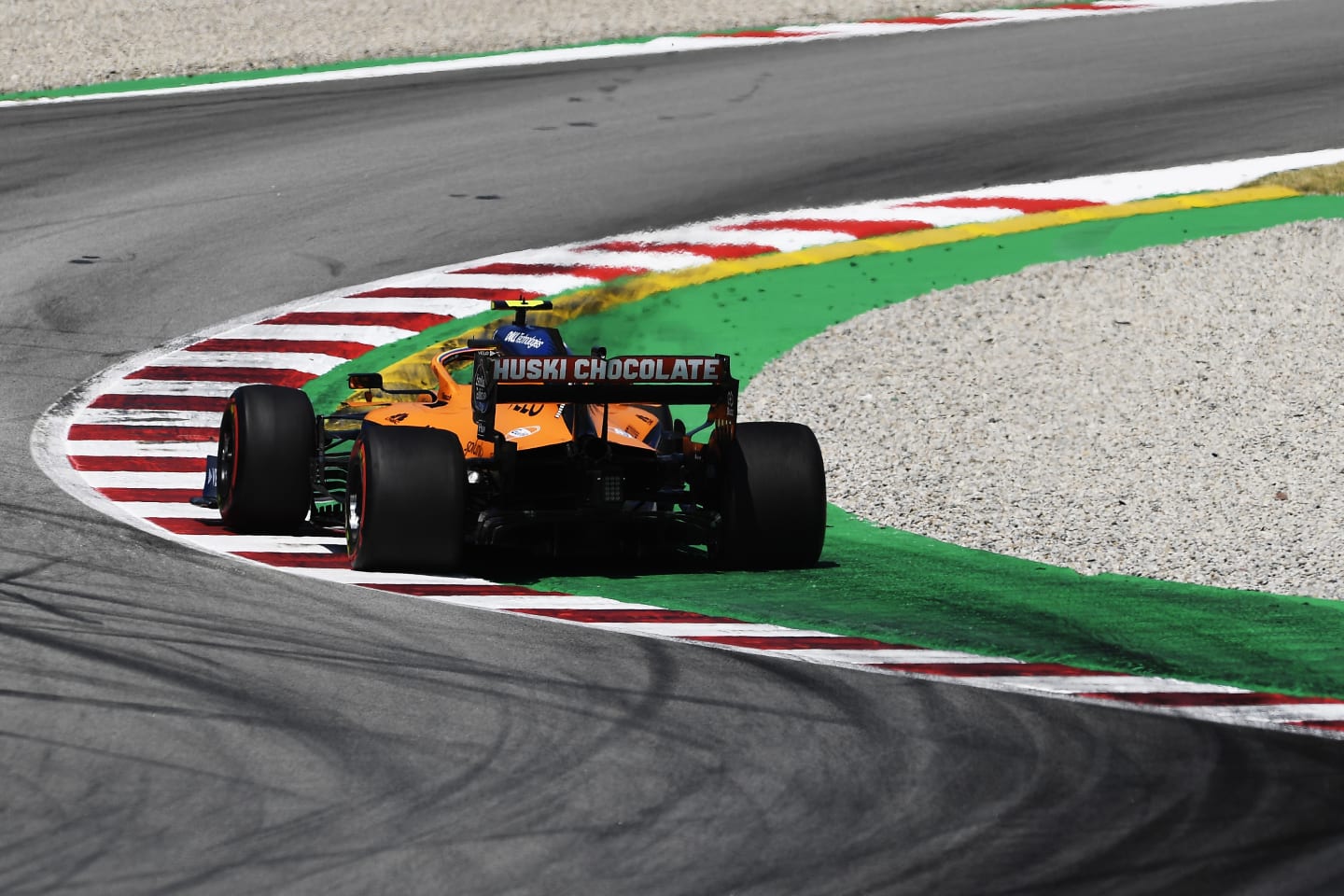 BARCELONA, SPAIN - AUGUST 15: Lando Norris of Great Britain driving the (4) McLaren F1 Team MCL35 Renault on track during final practice for the F1 Grand Prix of Spain at Circuit de Barcelona-Catalunya on August 15, 2020 in Barcelona, Spain. (Photo by Josep Lago/Pool via Getty Images)