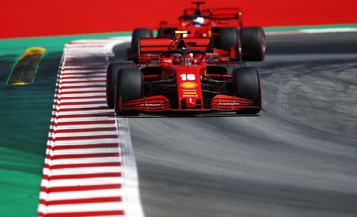 BARCELONA, SPAIN - AUGUST 15: Charles Leclerc of Monaco driving the (16) Scuderia Ferrari SF1000 on track during qualifying for the F1 Grand Prix of Spain at Circuit de Barcelona-Catalunya on August 15, 2020 in Barcelona, Spain. (Photo by Alejandro Garcia/Pool via Getty Images)