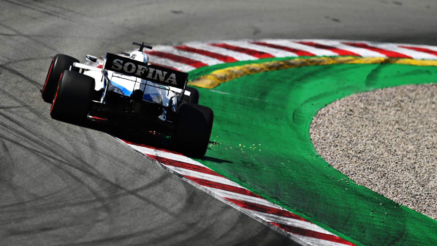 BARCELONA, SPAIN - AUGUST 16: George Russell of Great Britain driving the (63) Williams Racing FW43 Mercedes during the F1 Grand Prix of Spain at Circuit de Barcelona-Catalunya on August 16, 2020 in Barcelona, Spain. (Photo by Clive Mason - Formula 1/Formula 1 via Getty Images)