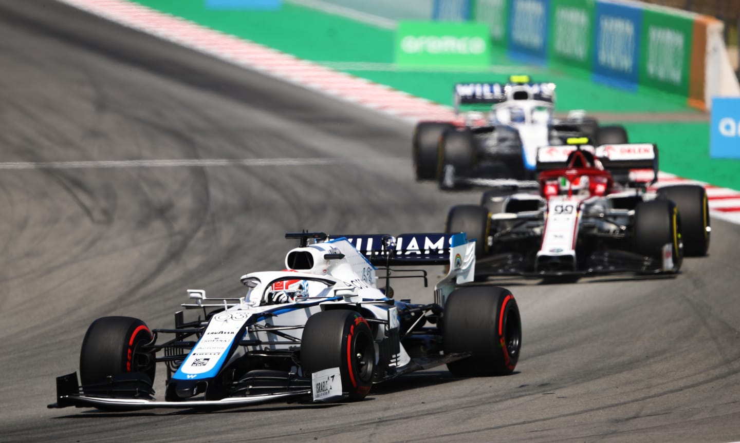 BARCELONA, SPAIN - AUGUST 16: George Russell of Great Britain driving the (63) Williams Racing FW43