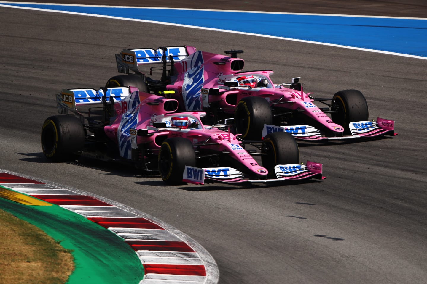 BARCELONA, SPAIN - AUGUST 16: Lance Stroll of Canada driving the (18) Racing Point RP20 Mercedes