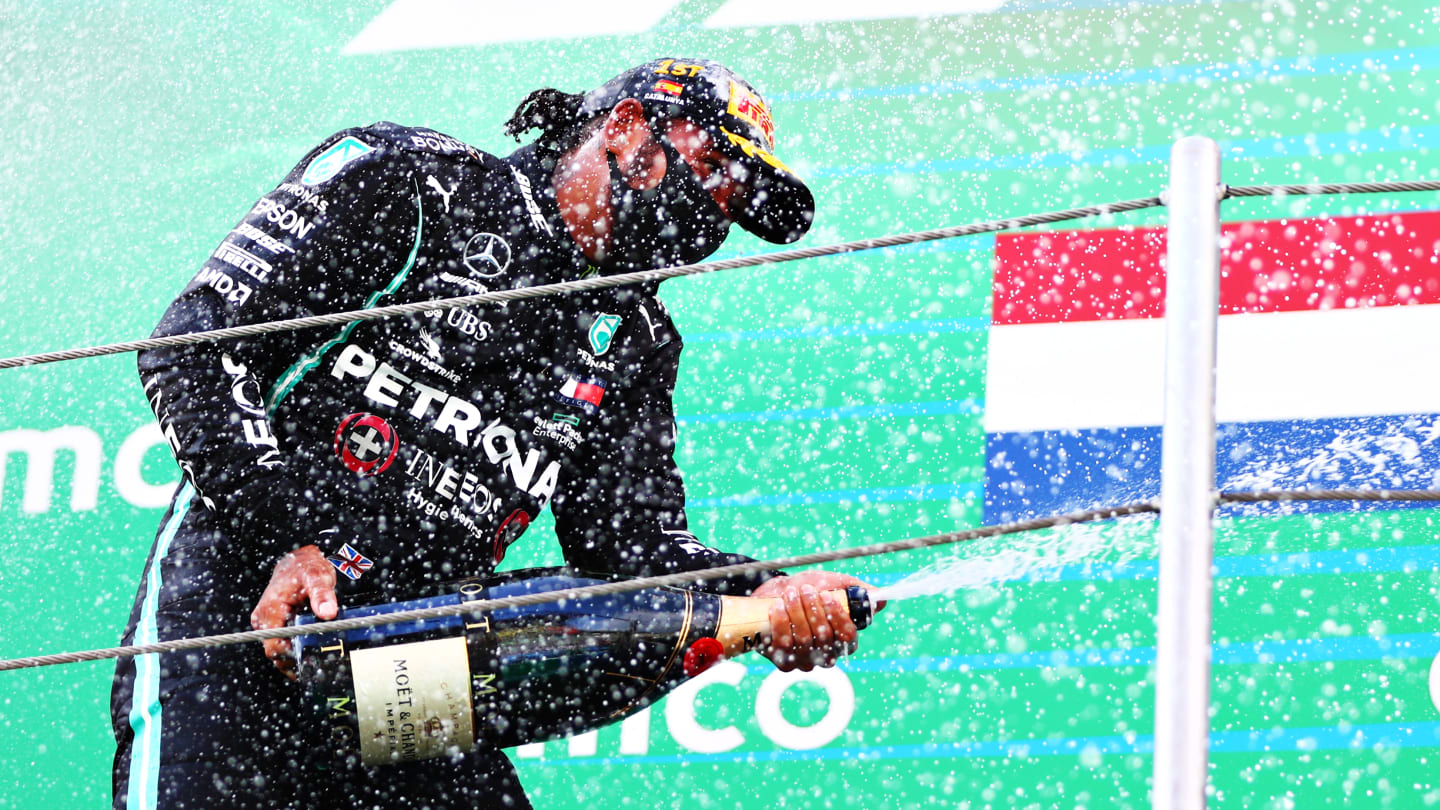 BARCELONA, SPAIN - AUGUST 16: Race winner Lewis Hamilton of Great Britain and Mercedes GP