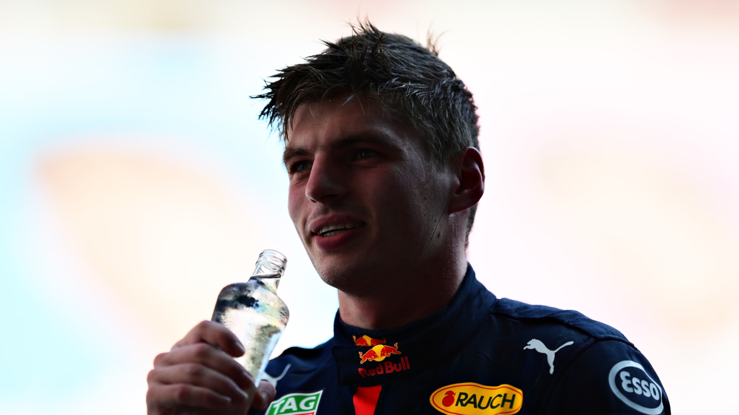 BARCELONA, SPAIN - AUGUST 16: Second placed Max Verstappen of Netherlands and Red Bull Racing looks