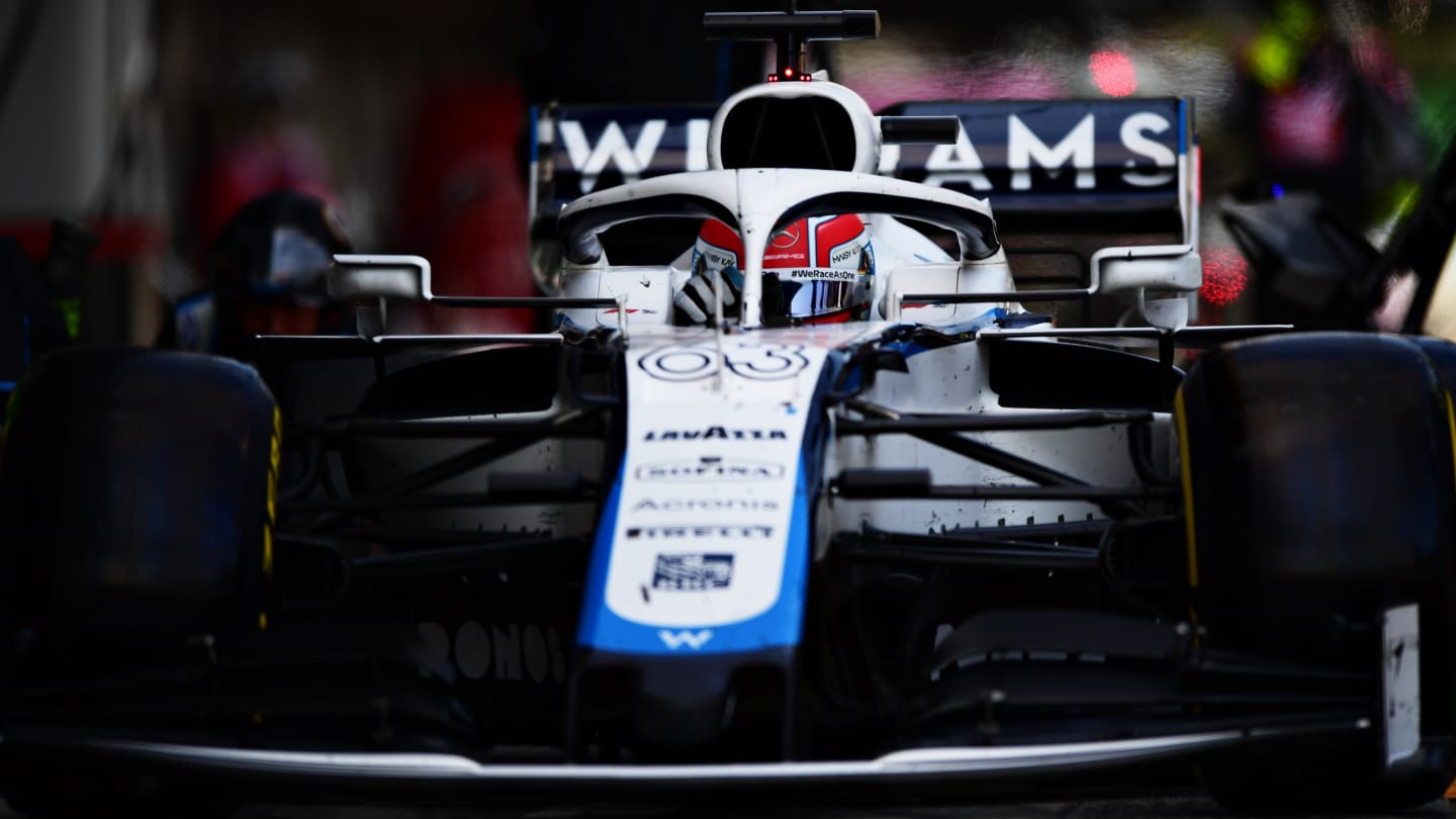 BARCELONA, SPAIN - AUGUST 16: George Russell of Great Britain driving the (63) Williams Racing FW43