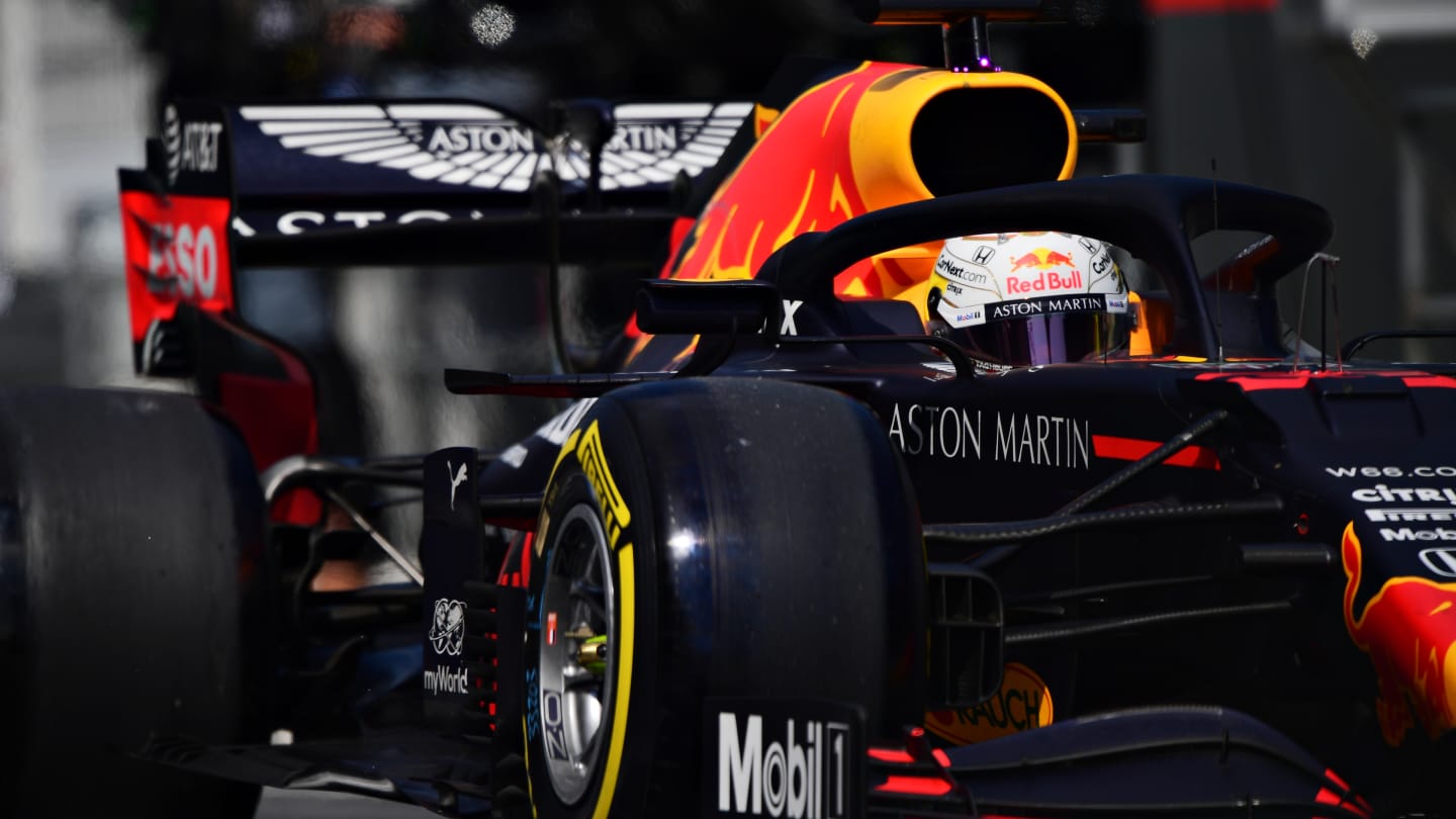 BARCELONA, SPAIN - AUGUST 16: Max Verstappen of the Netherlands driving the (33) Aston Martin Red