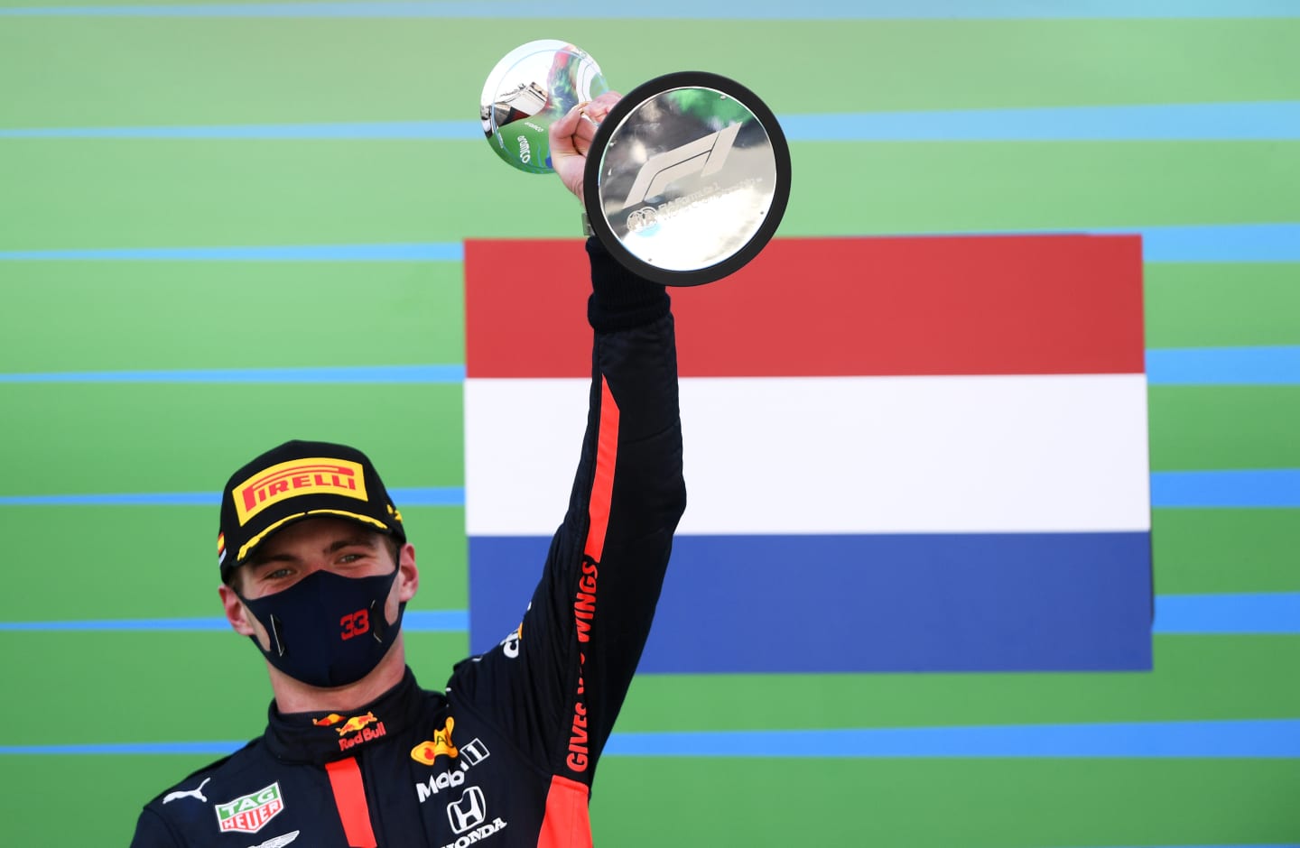 BARCELONA, SPAIN - AUGUST 16: Second placed Max Verstappen of Netherlands and Red Bull Racing