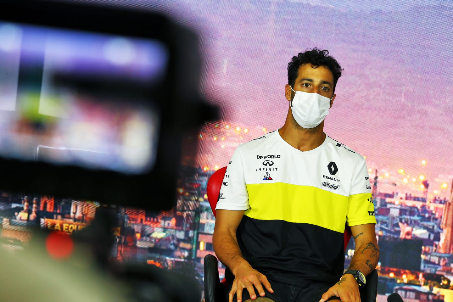 BARCELONA, SPAIN - AUGUST 13: Daniel Ricciardo of Australia and Renault Sport F1 talks in the