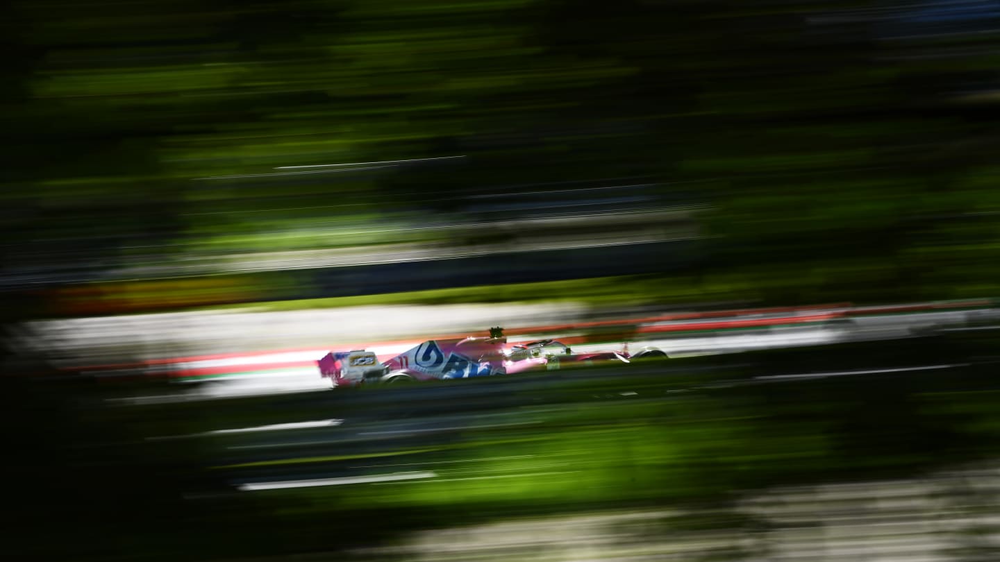 SPIELBERG, AUSTRIA - JULY 10: Sergio Perez of Mexico driving the (11) Racing Point RP20 Mercedes on track during practice for the F1 Grand Prix of Styria at Red Bull Ring on July 10, 2020 in Spielberg, Austria. (Photo by Clive Mason - Formula 1/Formula 1 via Getty Images)