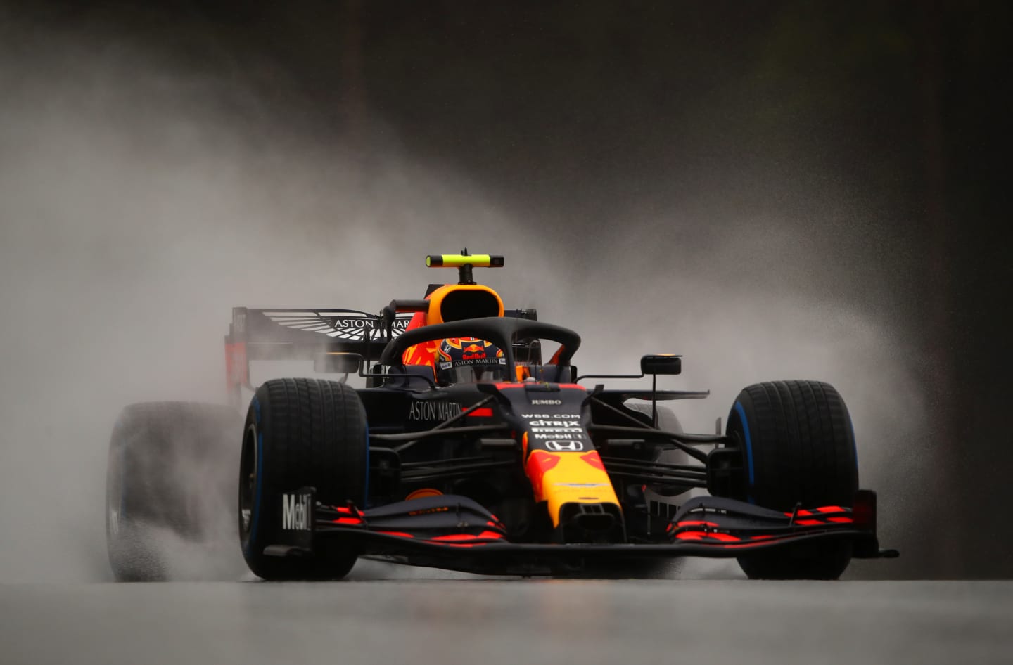 SPIELBERG, AUSTRIA - JULY 11: Alexander Albon of Thailand driving the (23) Aston Martin Red Bull Racing RB16 on track  during qualifying for the Formula One Grand Prix of Styria at Red Bull Ring on July 11, 2020 in Spielberg, Austria. (Photo by Bryn Lennon/Getty Images)