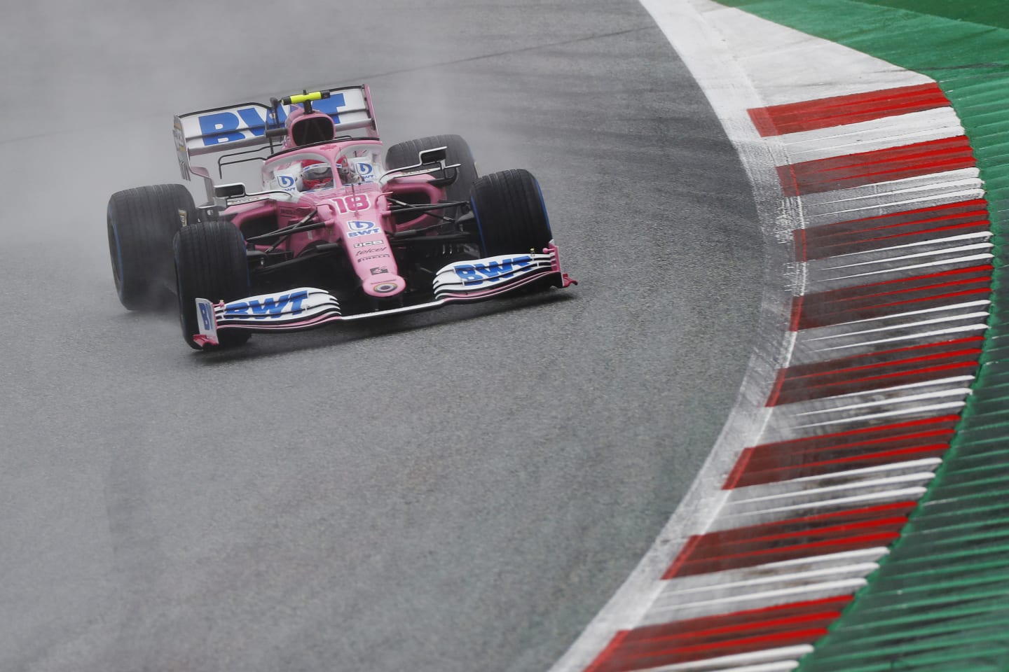 SPIELBERG, AUSTRIA - JULY 11: Lance Stroll of Canada driving the (18) Racing Point RP20 Mercedes on track during qualifying for the Formula One Grand Prix of Styria at Red Bull Ring on July 11, 2020 in Spielberg, Austria. (Photo by Leonhard Foeger/Pool via Getty Images)
