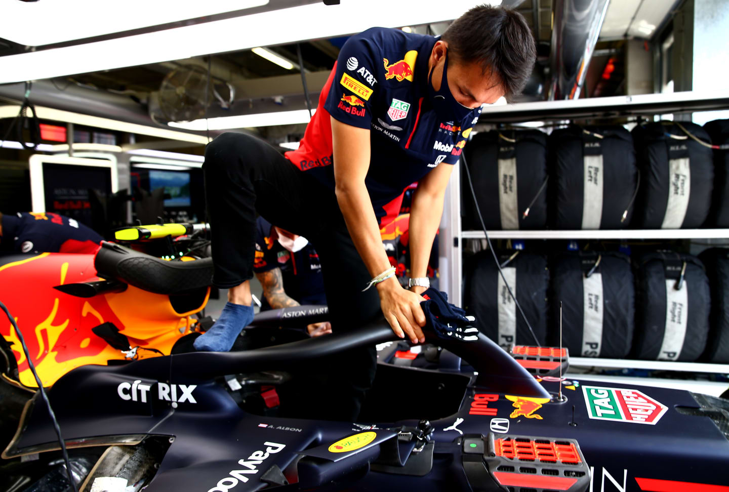 SPIELBERG, AUSTRIA - JULY 12: Alexander Albon of Thailand and Red Bull Racing climbs into his car