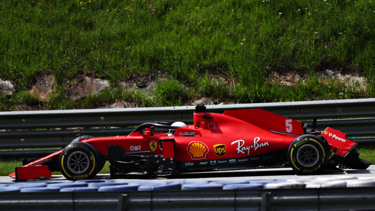 SPIELBERG, AUSTRIA - JULY 12: Sebastian Vettel of Germany driving the (5) Scuderia Ferrari SF1000