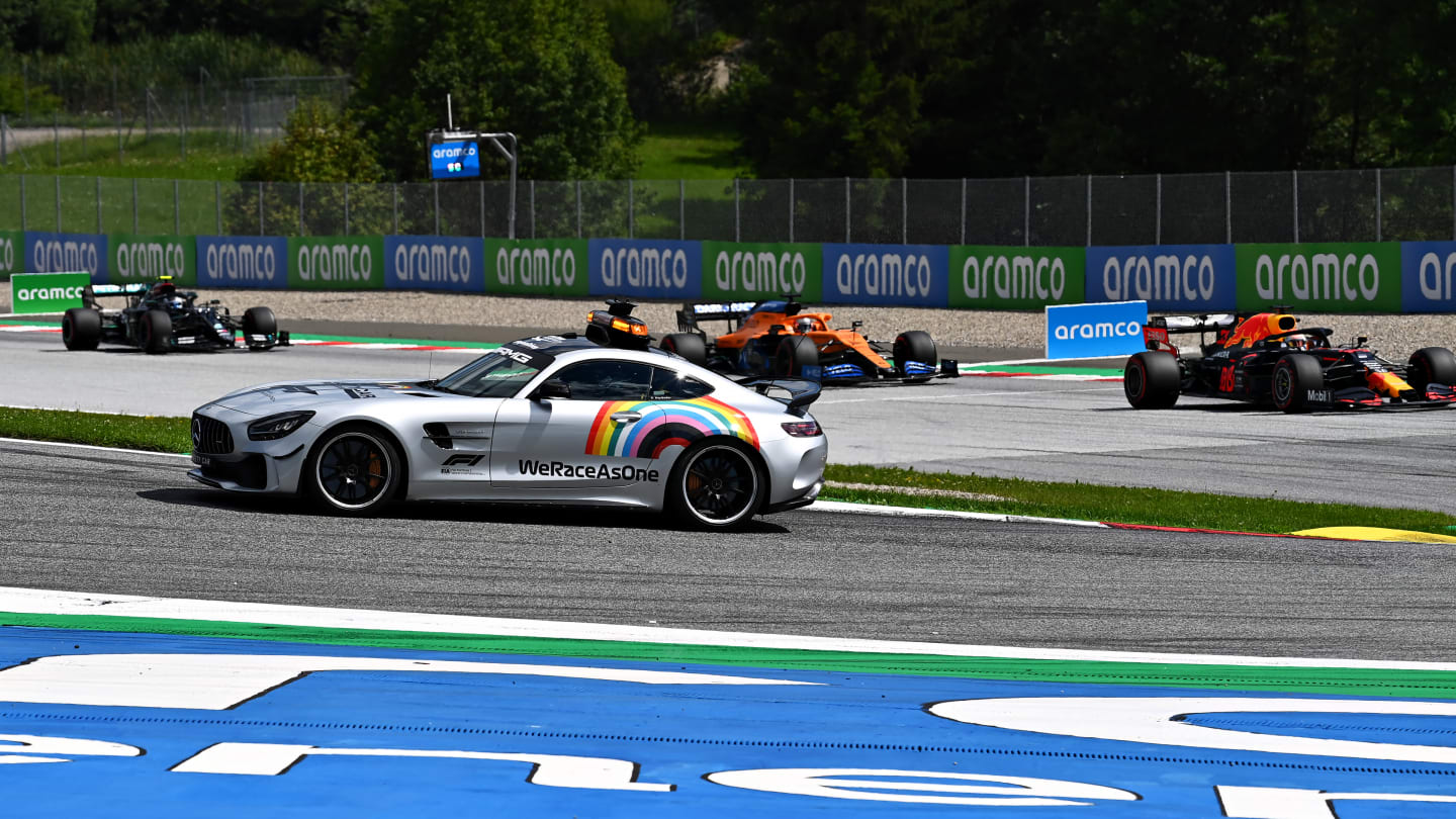 SPIELBERG, AUSTRIA - JULY 12: The safety car leads the field during the Formula One Grand Prix of