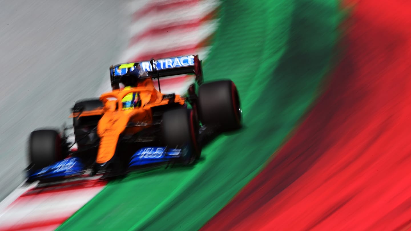 SPIELBERG, AUSTRIA - JULY 12: Lando Norris of Great Britain driving the (4) McLaren F1 Team MCL35