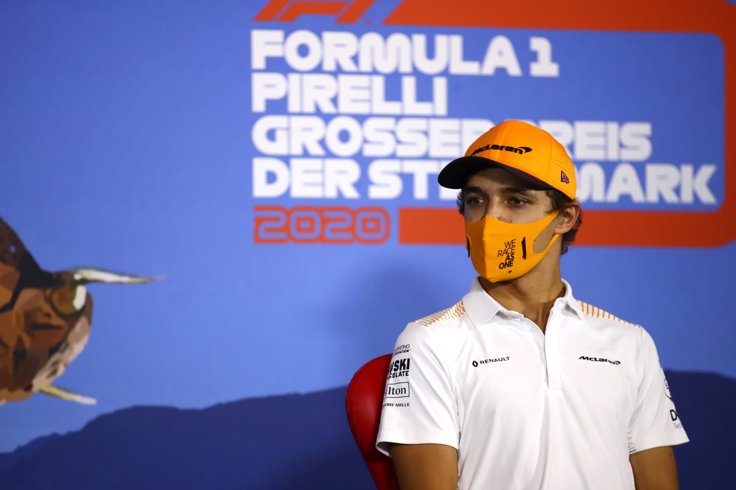 SPIELBERG, AUSTRIA - JULY 09: Lando Norris of Great Britain and McLaren F1 talks in the Drivers