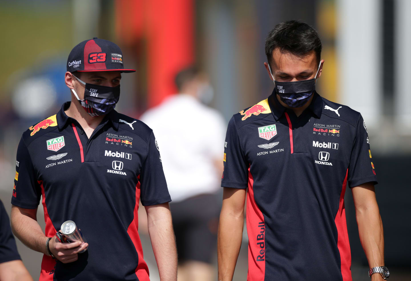 SPIELBERG, AUSTRIA - JULY 09: Alexander Albon of Thailand and Red Bull Racing and Max Verstappen of