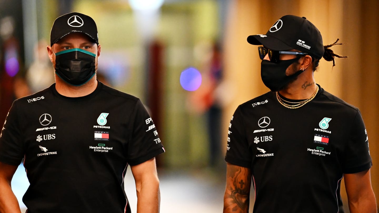 SPIELBERG, AUSTRIA - JULY 09: Lewis Hamilton of Great Britain and Mercedes GP and Valtteri Bottas