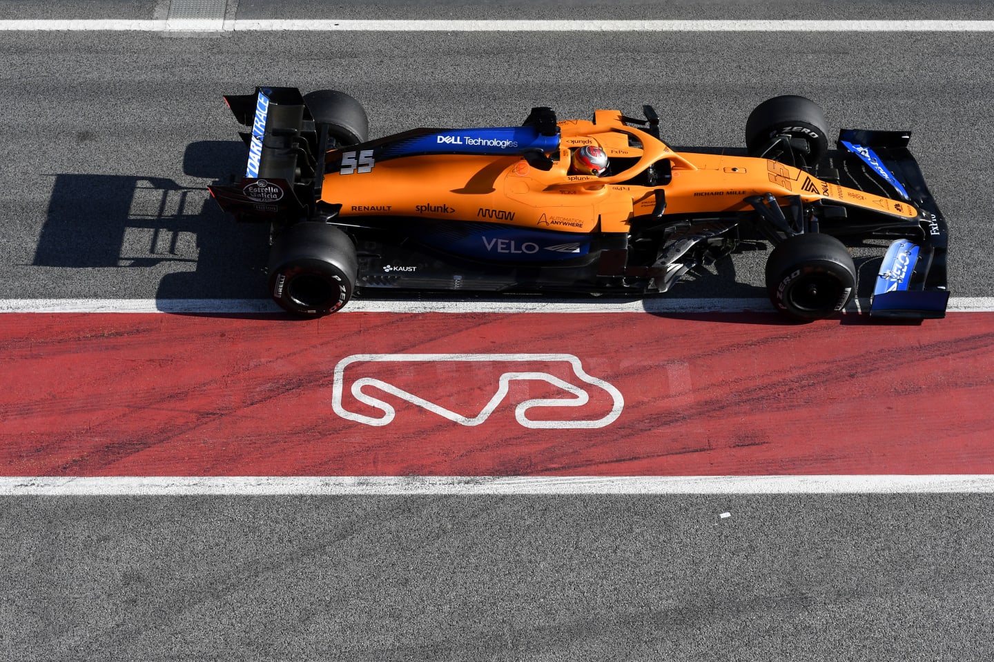 BARCELONA, SPAIN - FEBRUARY 19: Carlos Sainz of Spain driving the (55) McLaren F1 Team MCL35