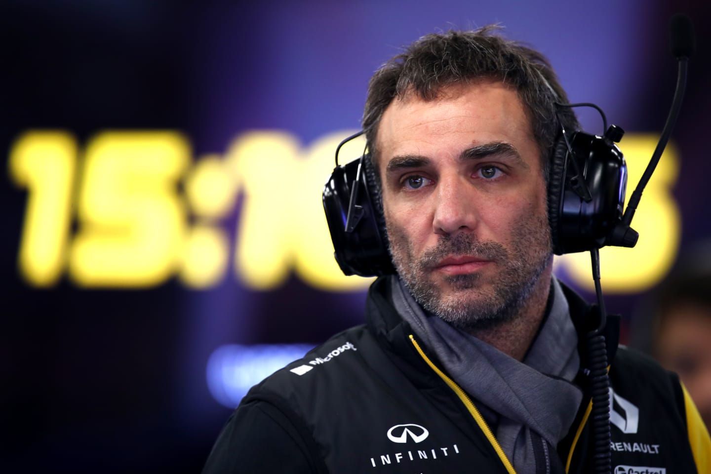 BARCELONA, SPAIN - FEBRUARY 19: Renault Sport F1 Managing Director Cyril Abiteboul looks on from