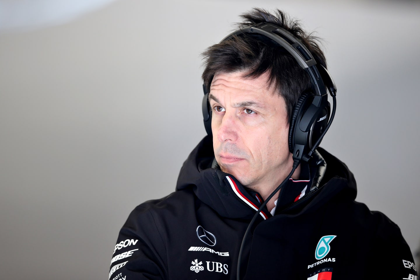 BARCELONA, SPAIN - FEBRUARY 19: Mercedes GP Executive Director Toto Wolff looks on from the garage