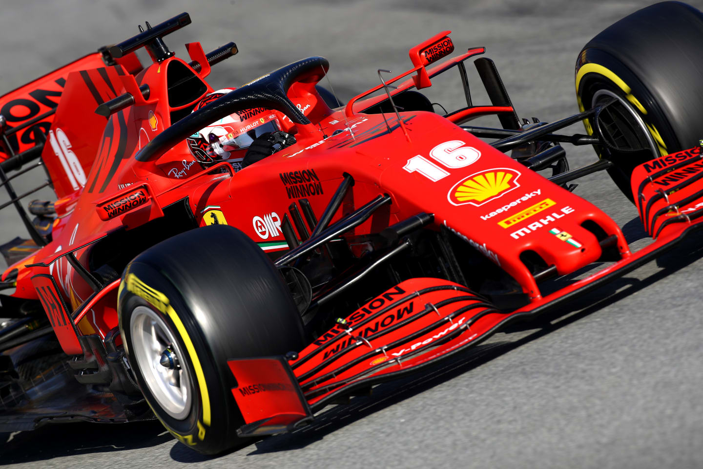 BARCELONA, SPAIN - FEBRUARY 20: Charles Leclerc of Monaco driving the (16) Scuderia Ferrari SF1000