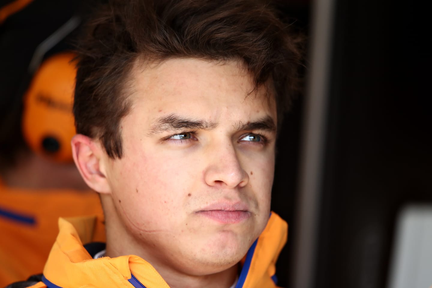 BARCELONA, SPAIN - FEBRUARY 20: Lando Norris of Great Britain and McLaren F1 looks on in the garage