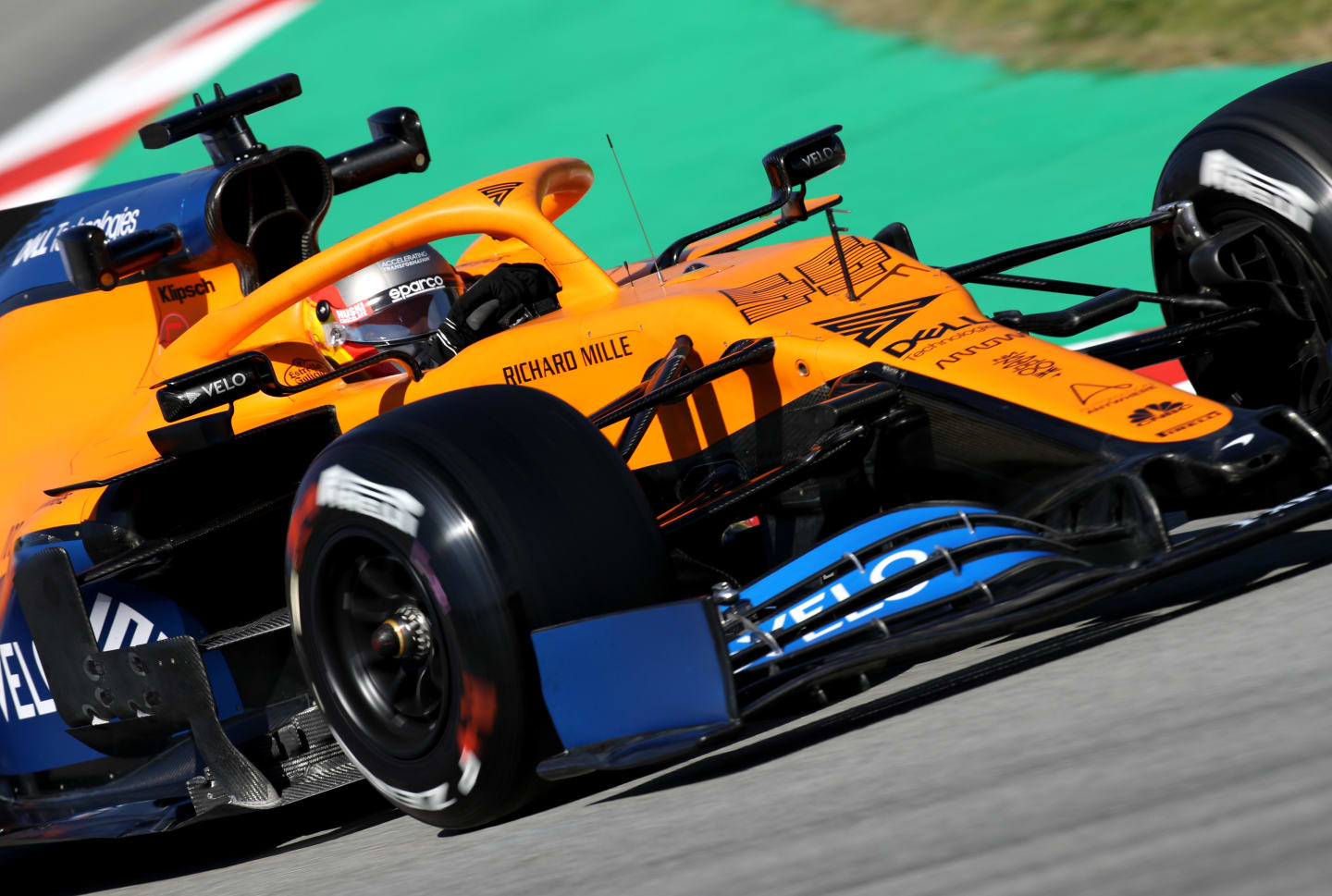 BARCELONA, SPAIN - FEBRUARY 26: Carlos Sainz of Spain driving the (55) McLaren F1 Team MCL35